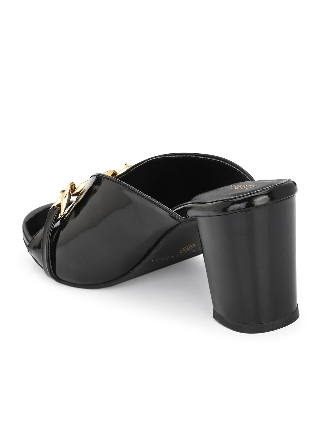 black synthetic slip on sandals - 20059782 - Standard Image - 4