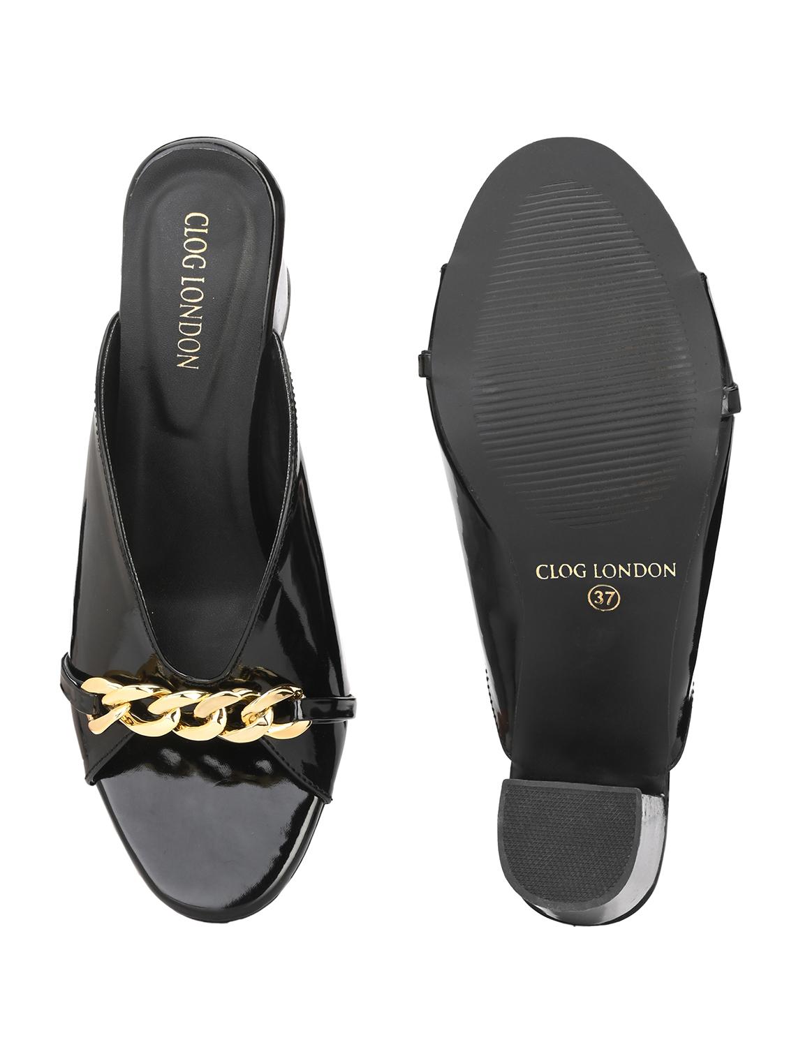 black synthetic slip on sandals - 20059782 - Standard Image - 6