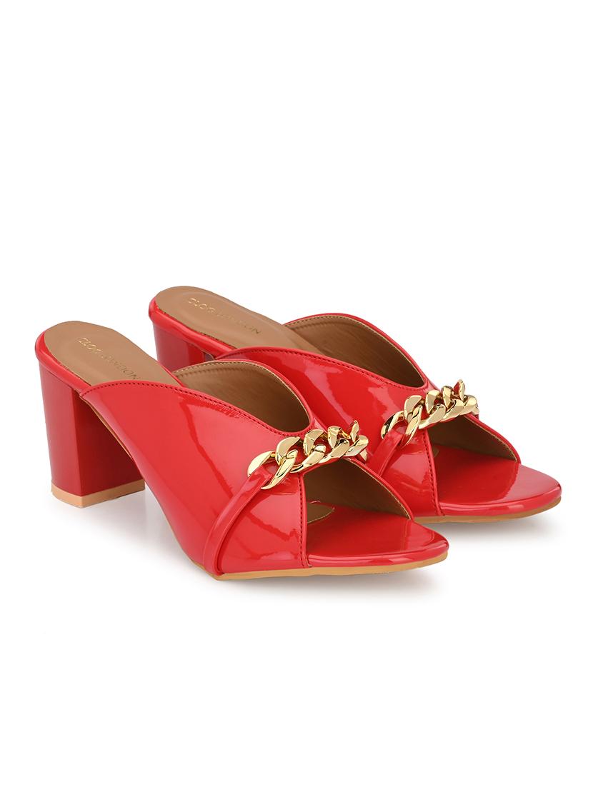 red synthetic slip on sandals - 20059783 - Standard Image - 1