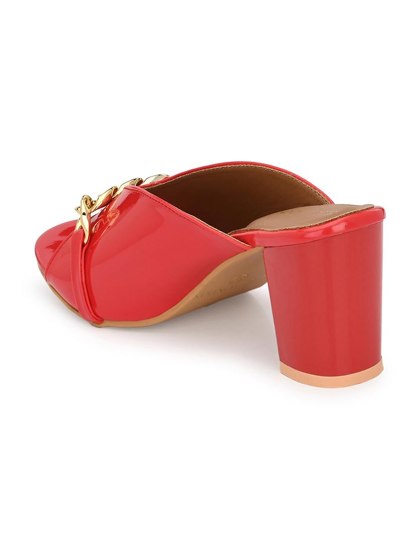 red synthetic slip on sandals - 20059783 - Standard Image - 4