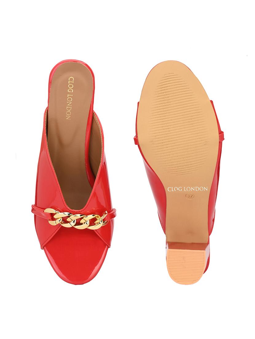 red synthetic slip on sandals - 20059783 - Standard Image - 6