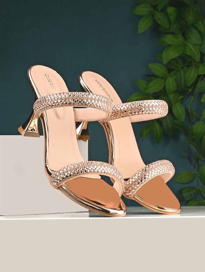 copper synthetic slip on sandals - 20059805 - Zoom Image - 0