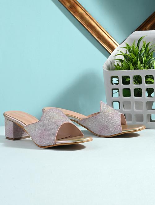 gold synthetic slip on sandals - 20059811 - Standard Image - 0