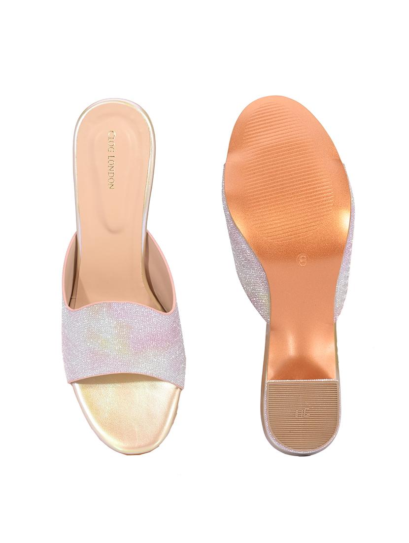 gold synthetic slip on sandals - 20059811 - Standard Image - 6