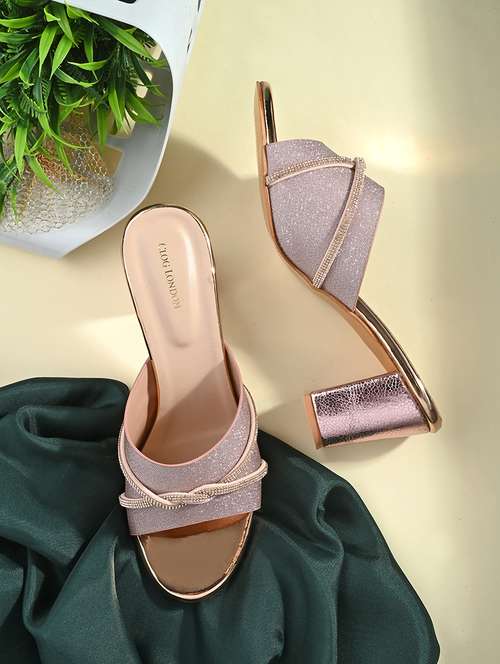 copper synthetic slip on sandals - 20059822 -  Standard Image - 0