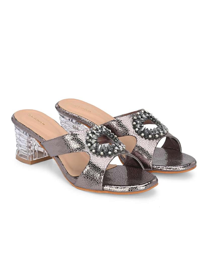 grey synthetic slip on sandals - 20059824 -  Standard Image - 1