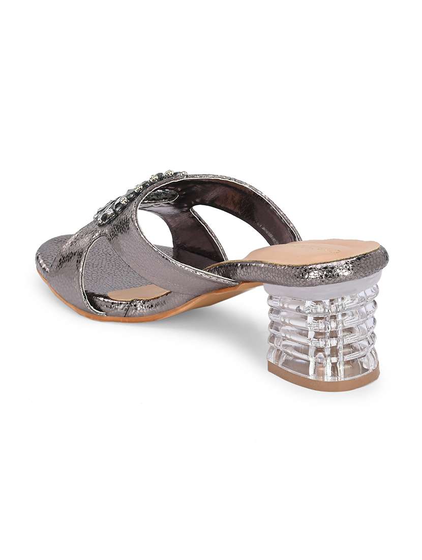 grey synthetic slip on sandals - 20059824 -  Standard Image - 4