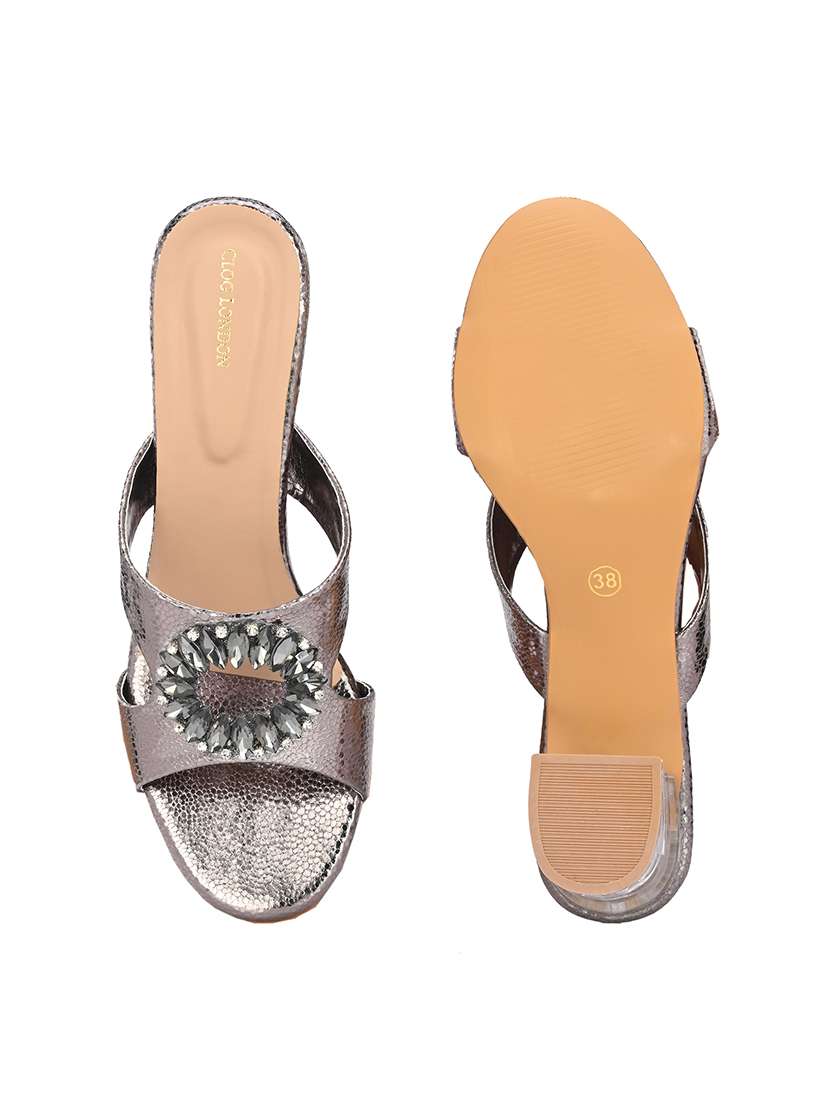 grey synthetic slip on sandals - 20059824 -  Standard Image - 6