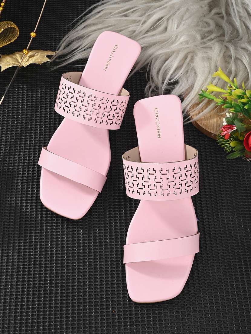 pink synthetic slip on sandals - 20059829 - Zoom Image - 0