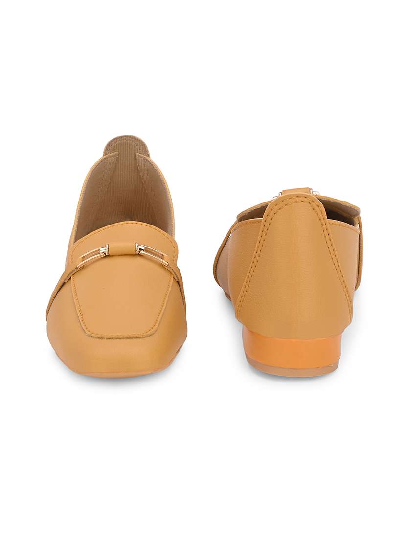 Yellow Synthetic Slip On Loafers