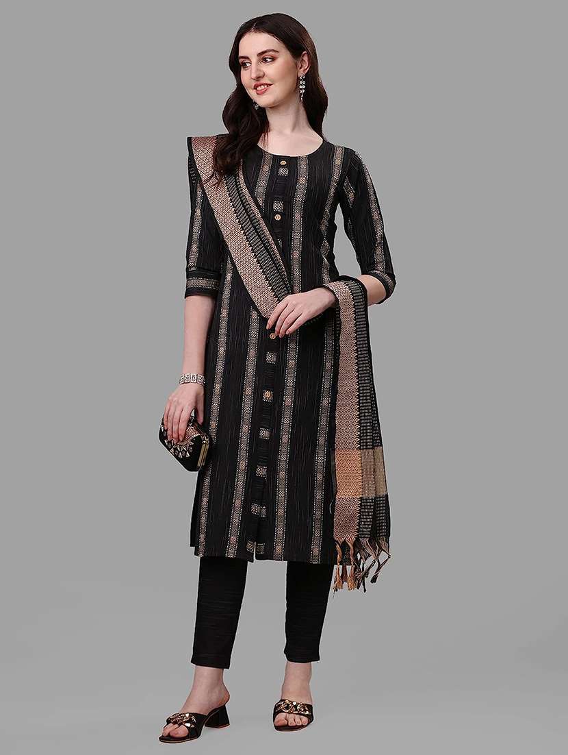 black kurta pant set with dupatta - 20059885 -  Standard Image - 1