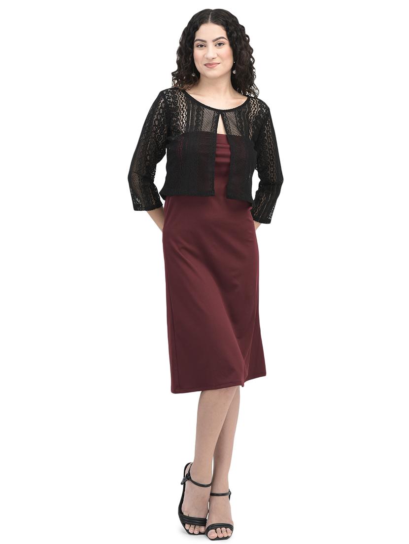 women's layered knee length dress - 20059961 - Standard Image - 4