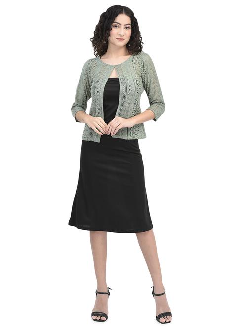 women's knee length dress with crochet shrug - 20059962 -  Standard Image - 0