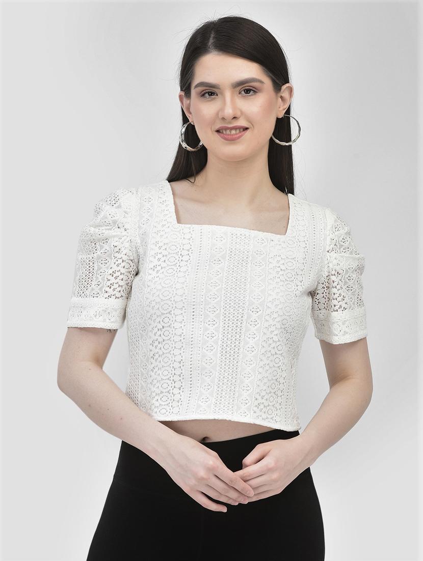 women's crop square neck top - 20059997 -  Zoom Image - 0
