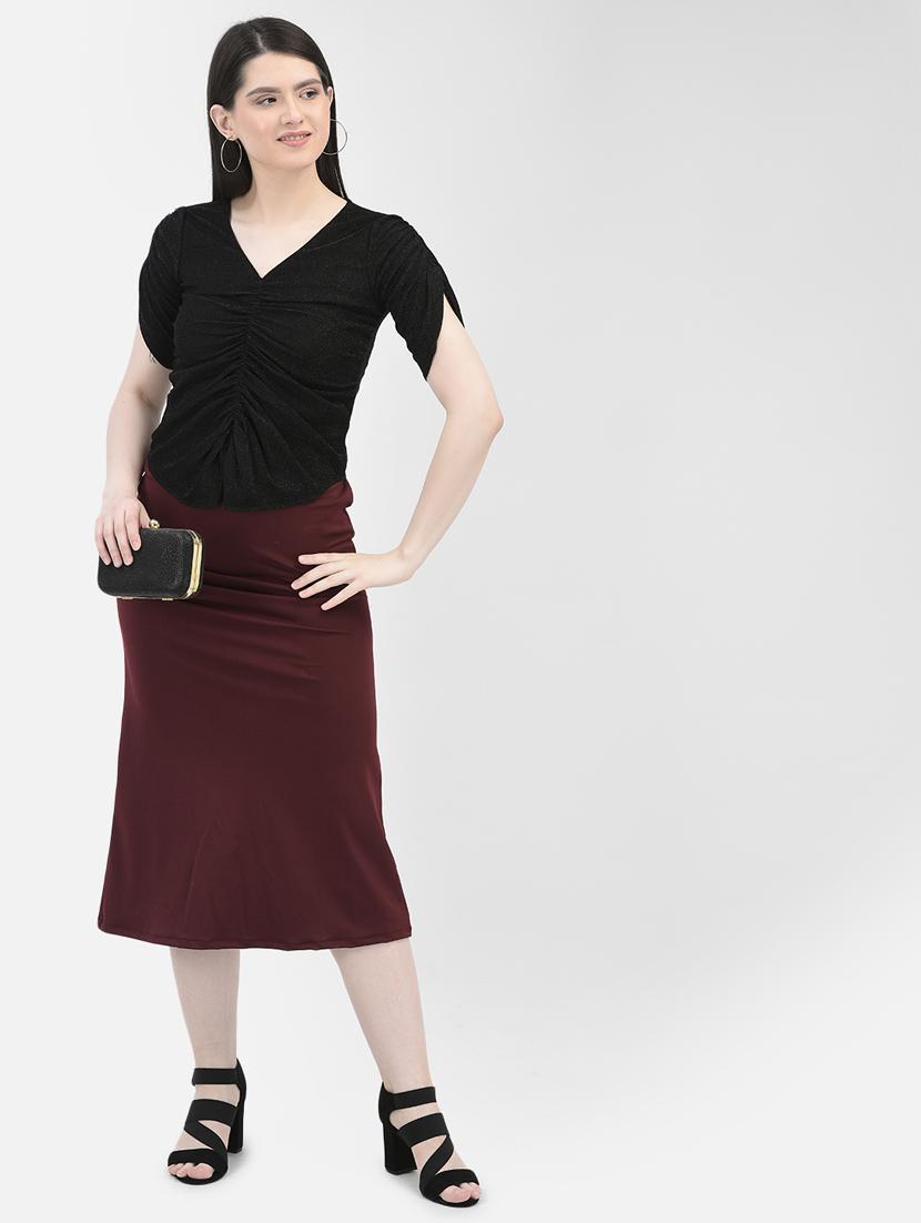 v neck solid regular top - 20060009 - Standard Image - 4