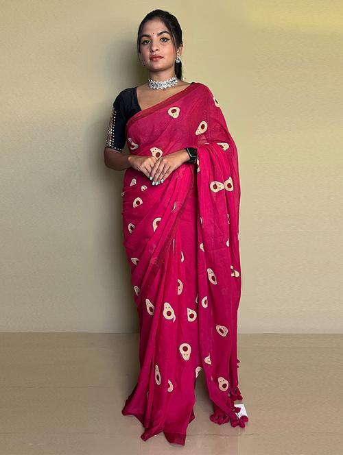 women's quirky pink colored saree - 20060065 -  Standard Image - 0
