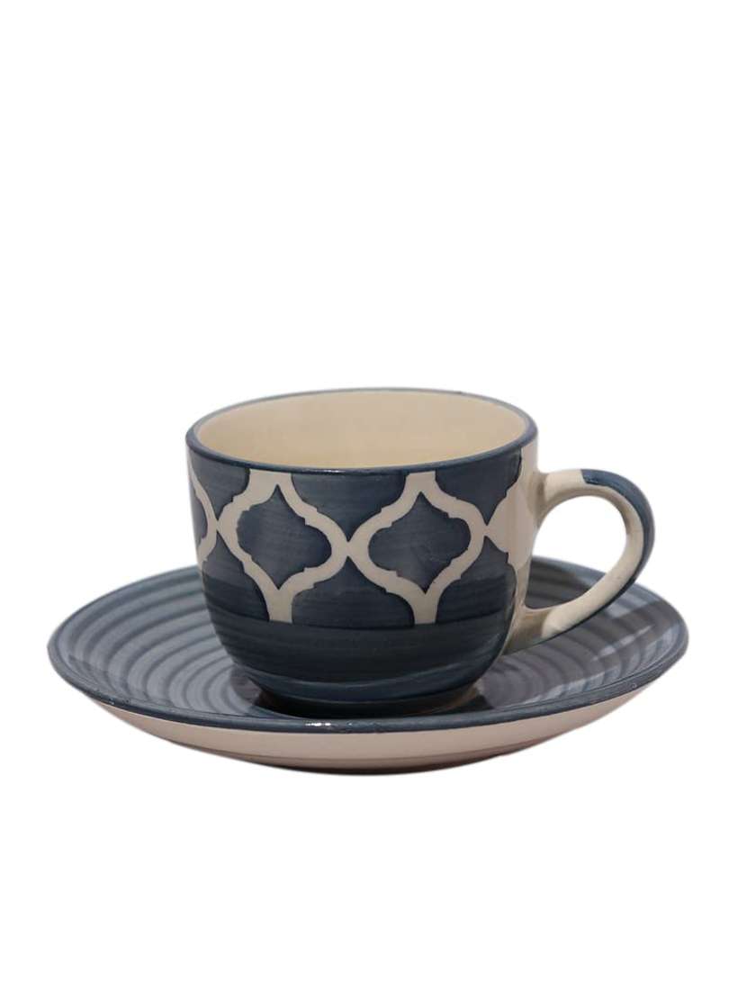 unravel india "umrao jaan" ceramic handpainted cup saucer(set of 6)