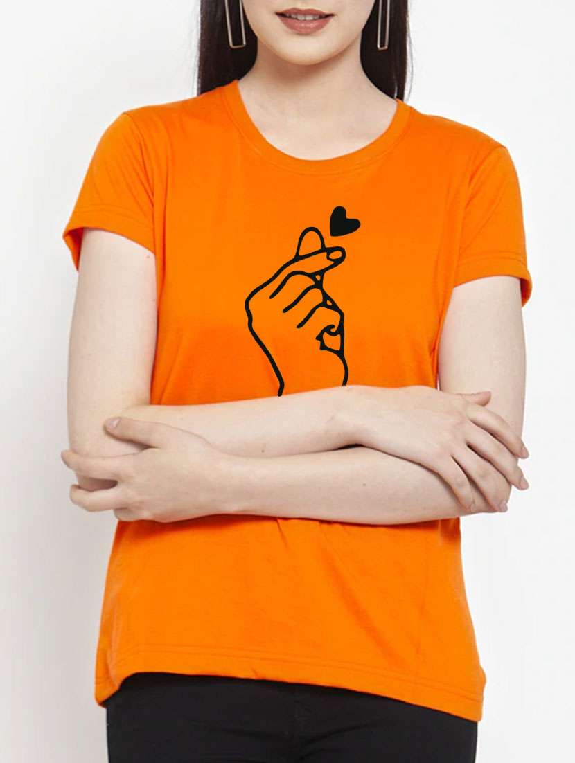 women's chest print round neck t-shirt - 20060507 - Standard Image - 4