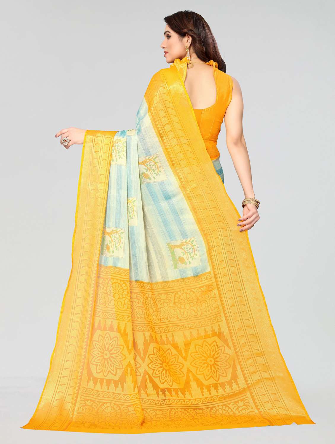 printed woven saree with blouse - 20060647 -  Standard Image - 1