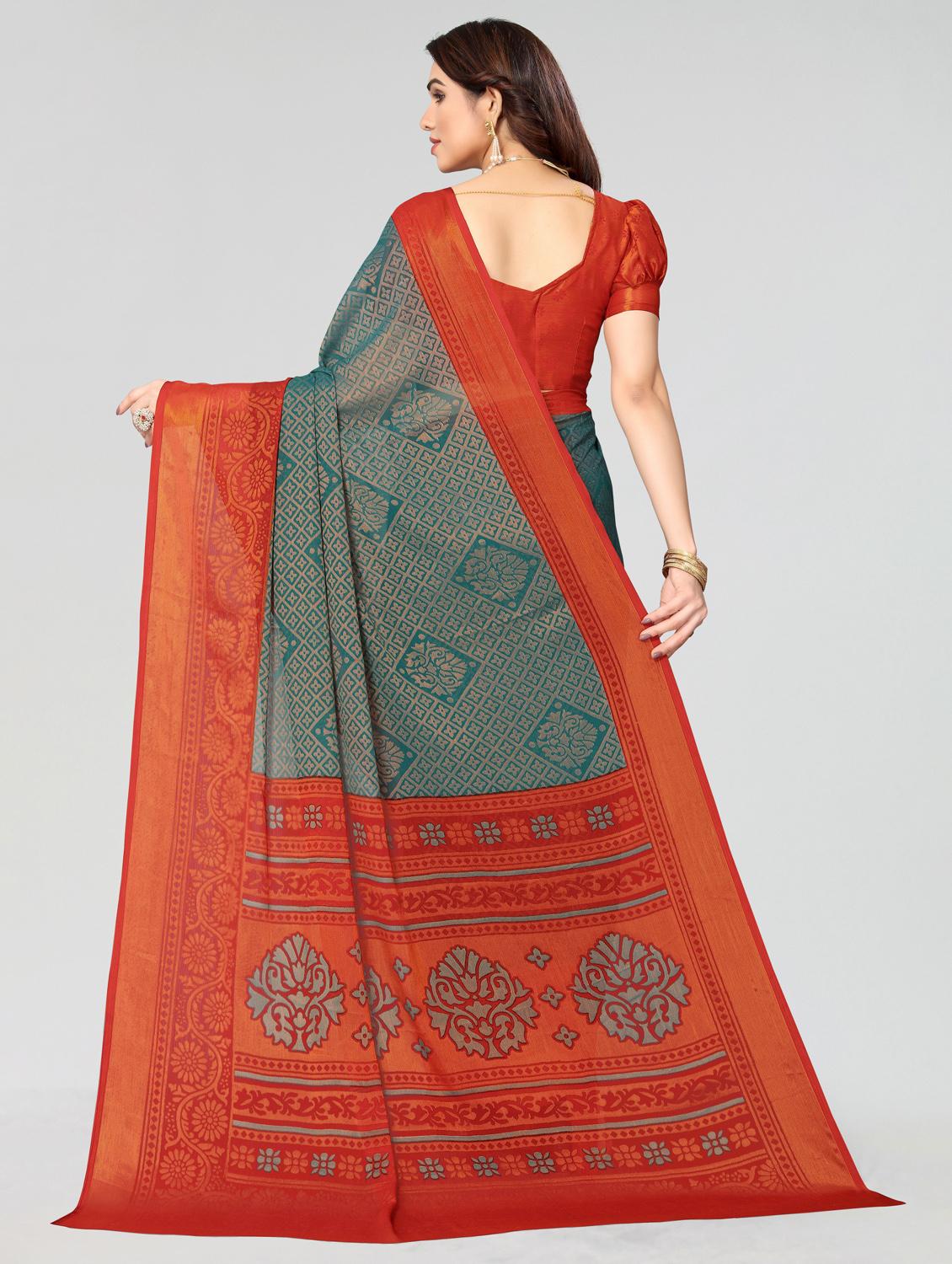 red woven saree with blouse - 20060974 -  Standard Image - 1