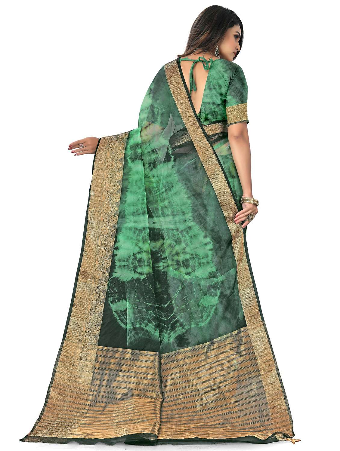 women's self design green colored saree with blouse - 20061592 -  Standard Image - 1