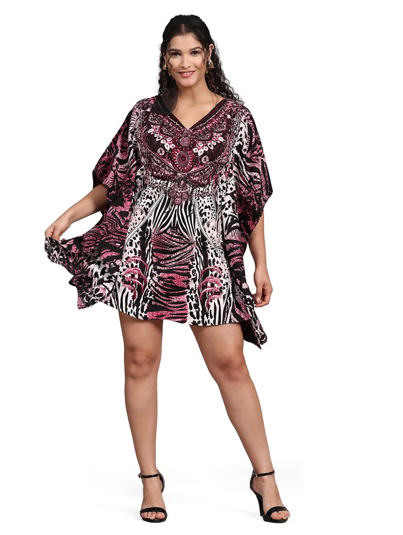 pink relaxed fit animal print kaftan dress - 20061703 - Standard Image - 1