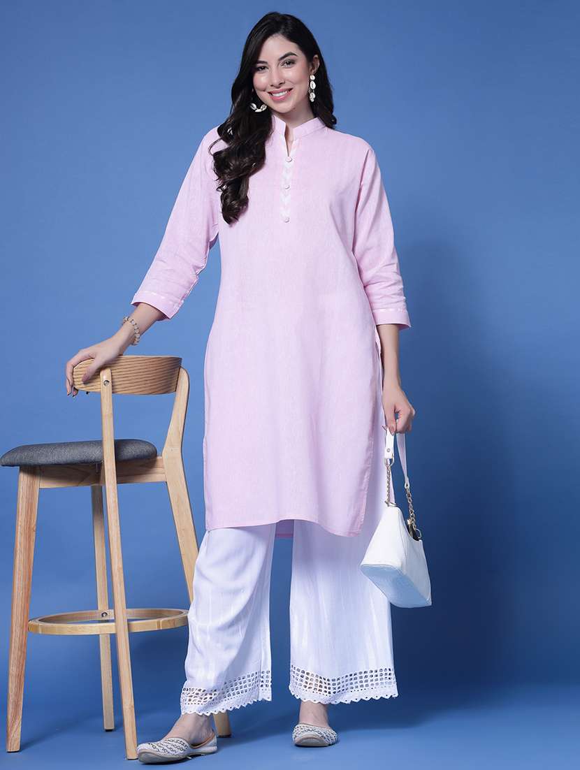 self design straight palazzo - 20064047 -  Standard Image - 4