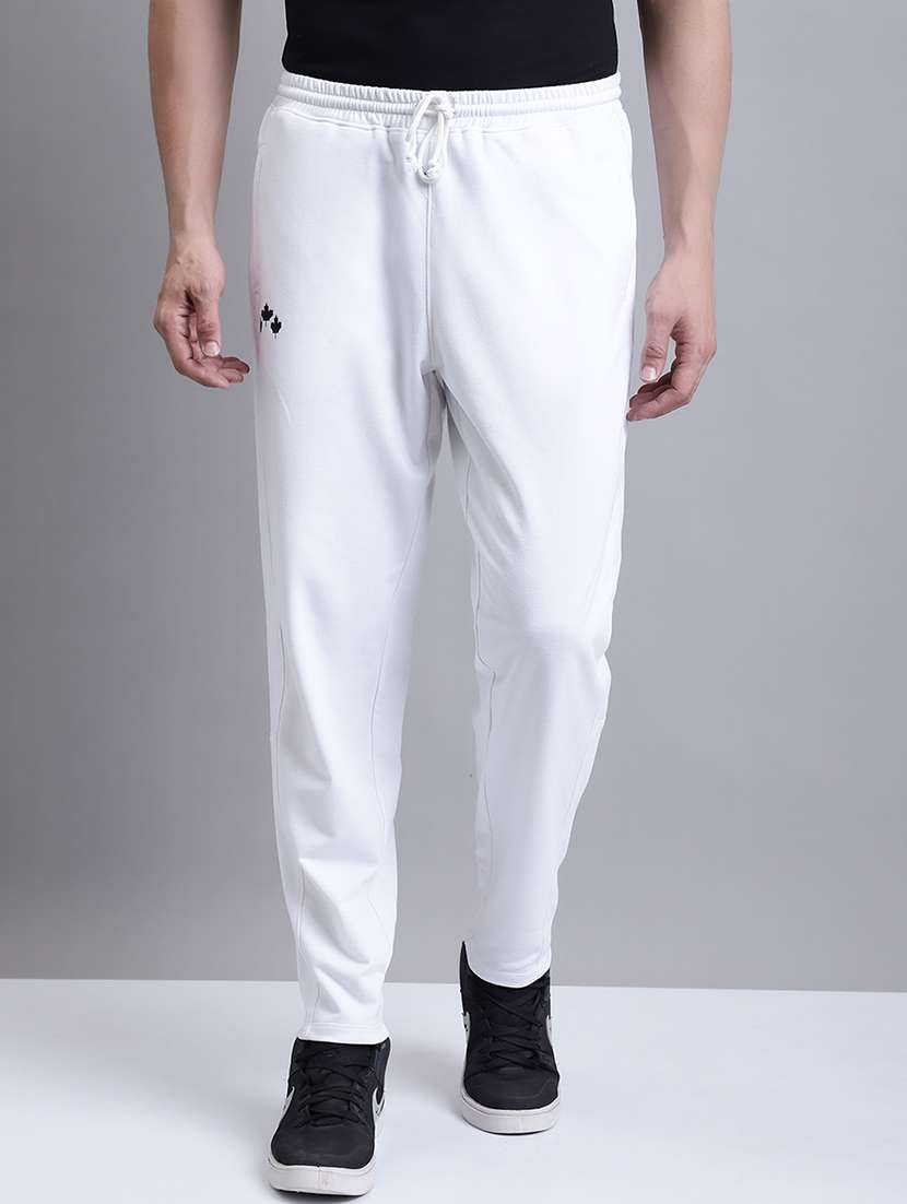 white cotton track pants