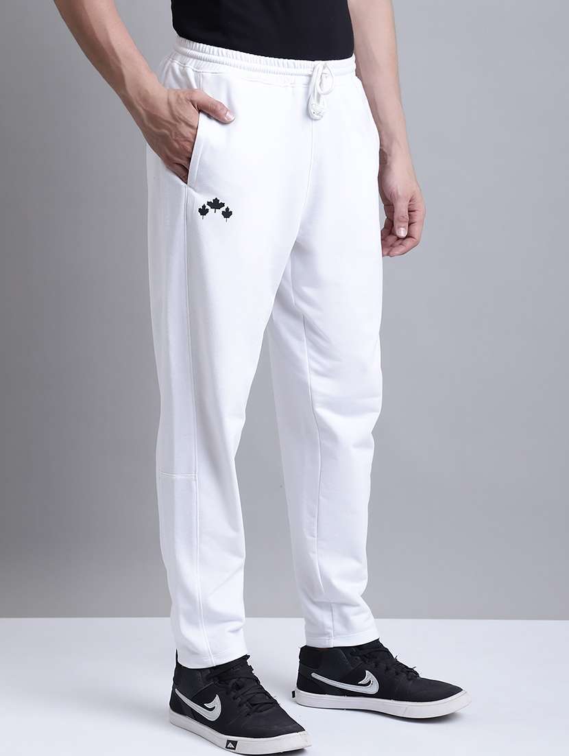 white cotton track pants - 20064058 -  Standard Image - 1