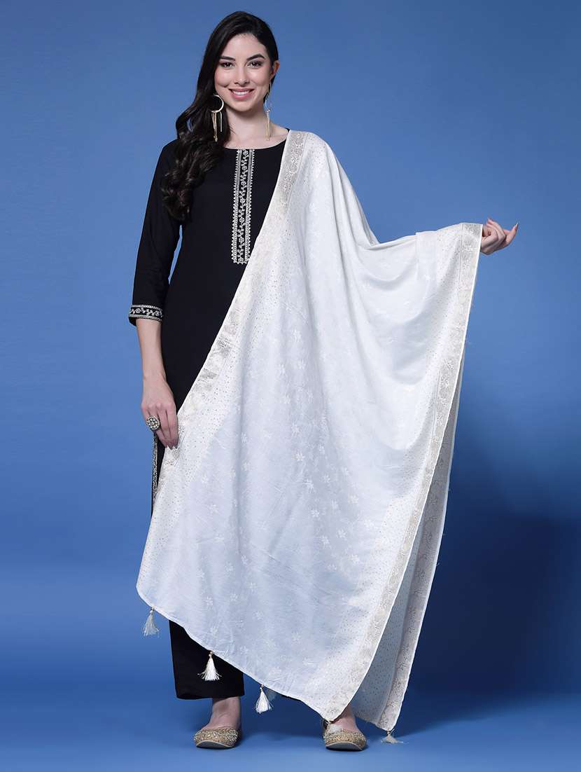 self design embellished dupatta