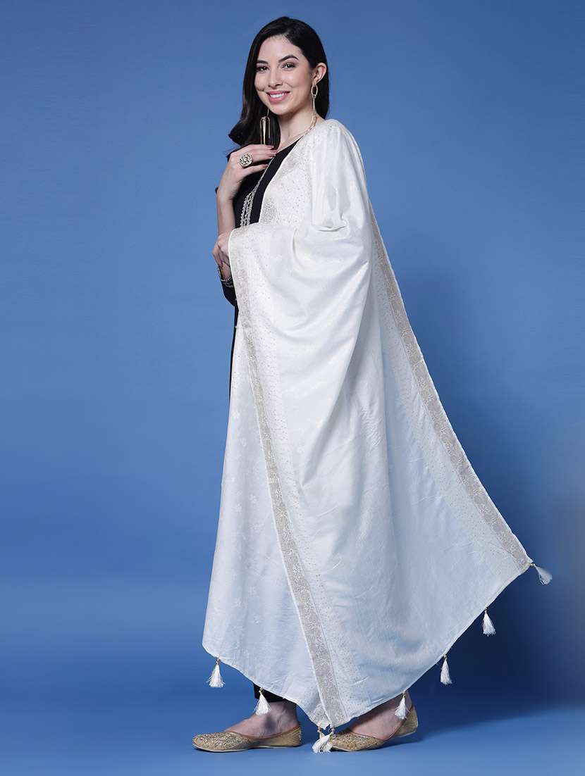 self design embellished dupatta - 20064228 -  Standard Image - 1