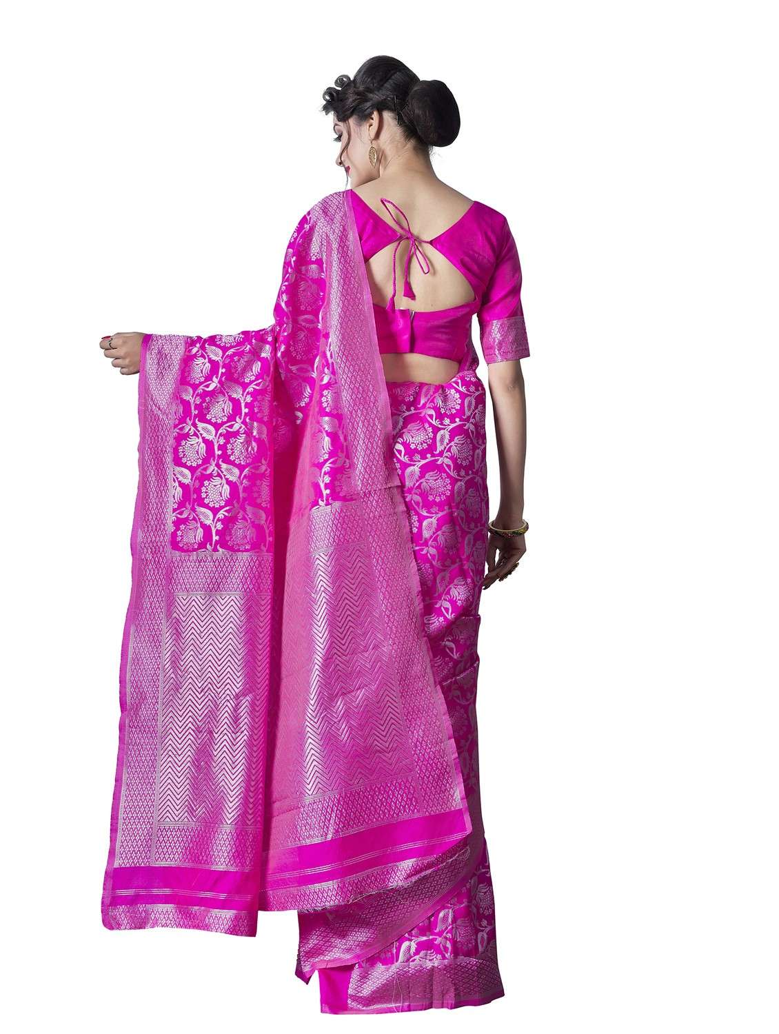 pink silk banarasi saree - 20067676 -  Standard Image - 1