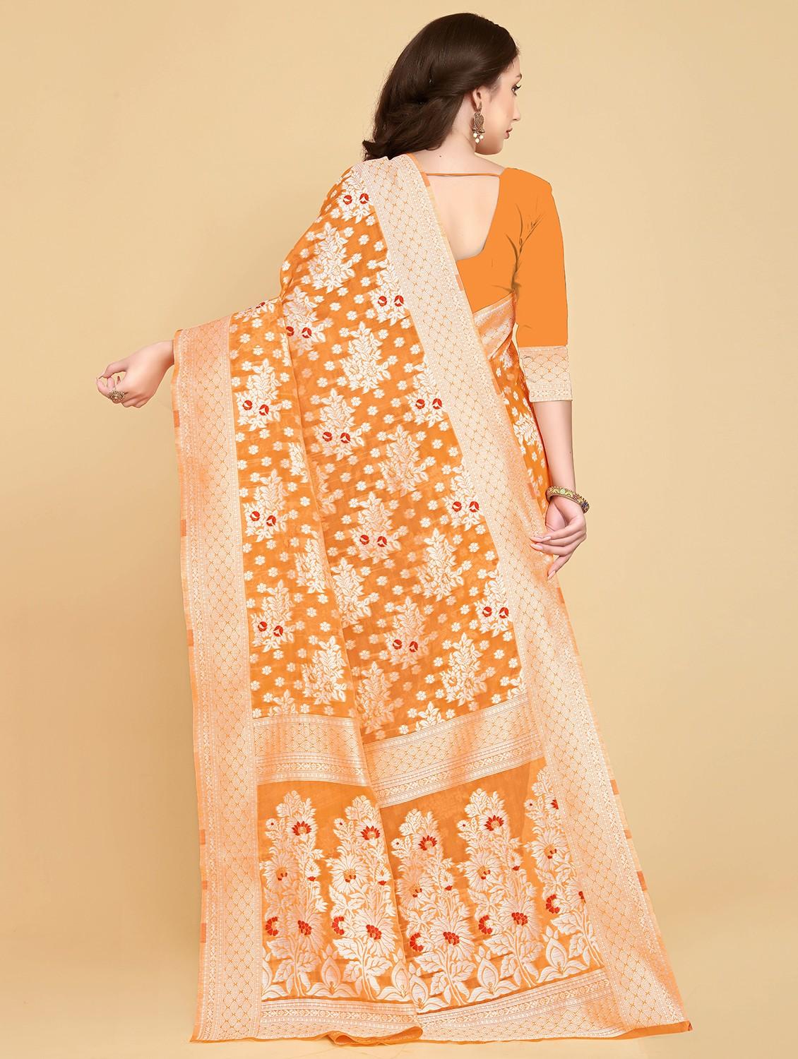 orange banarasi saree with blouse - 20067713 - Standard Image - 1