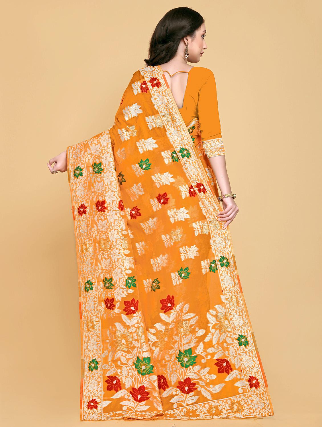 orange banarasi saree with blouse - 20067722 - Standard Image - 1