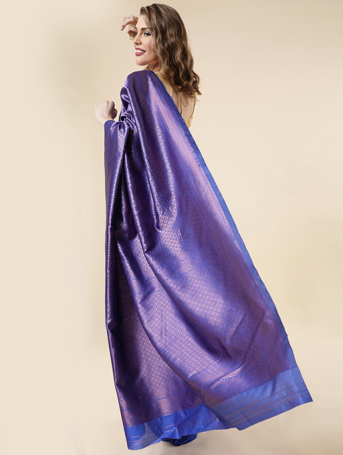 blue banarasi saree with blouse - 20067733 -  Standard Image - 1