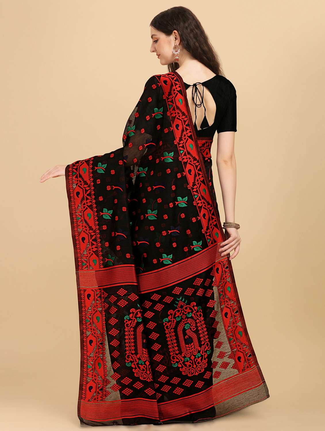 black jamadani saree with blouse - 20067738 -  Standard Image - 1