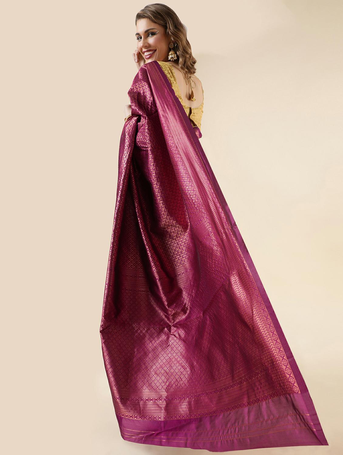 purple banarasi saree with blouse - 20067741 - Standard Image - 1