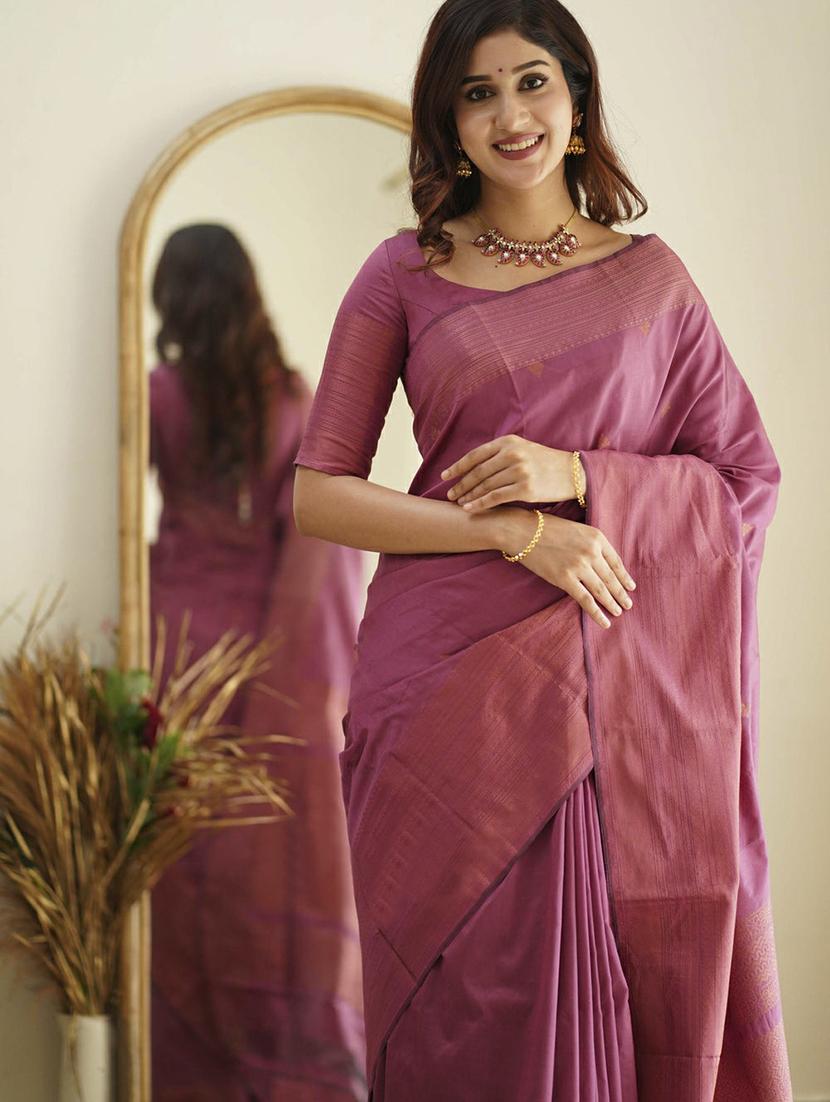 pink banarasi saree with blouse - 20067752 -  Standard Image - 1