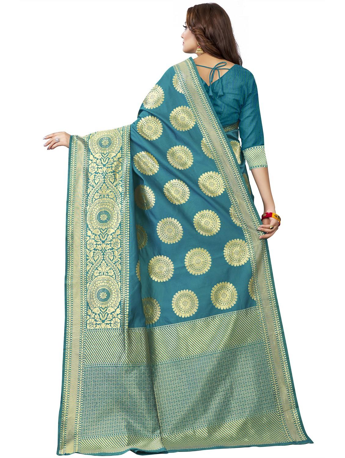 blue banarasi saree with blouse - 20067781 - Standard Image - 1