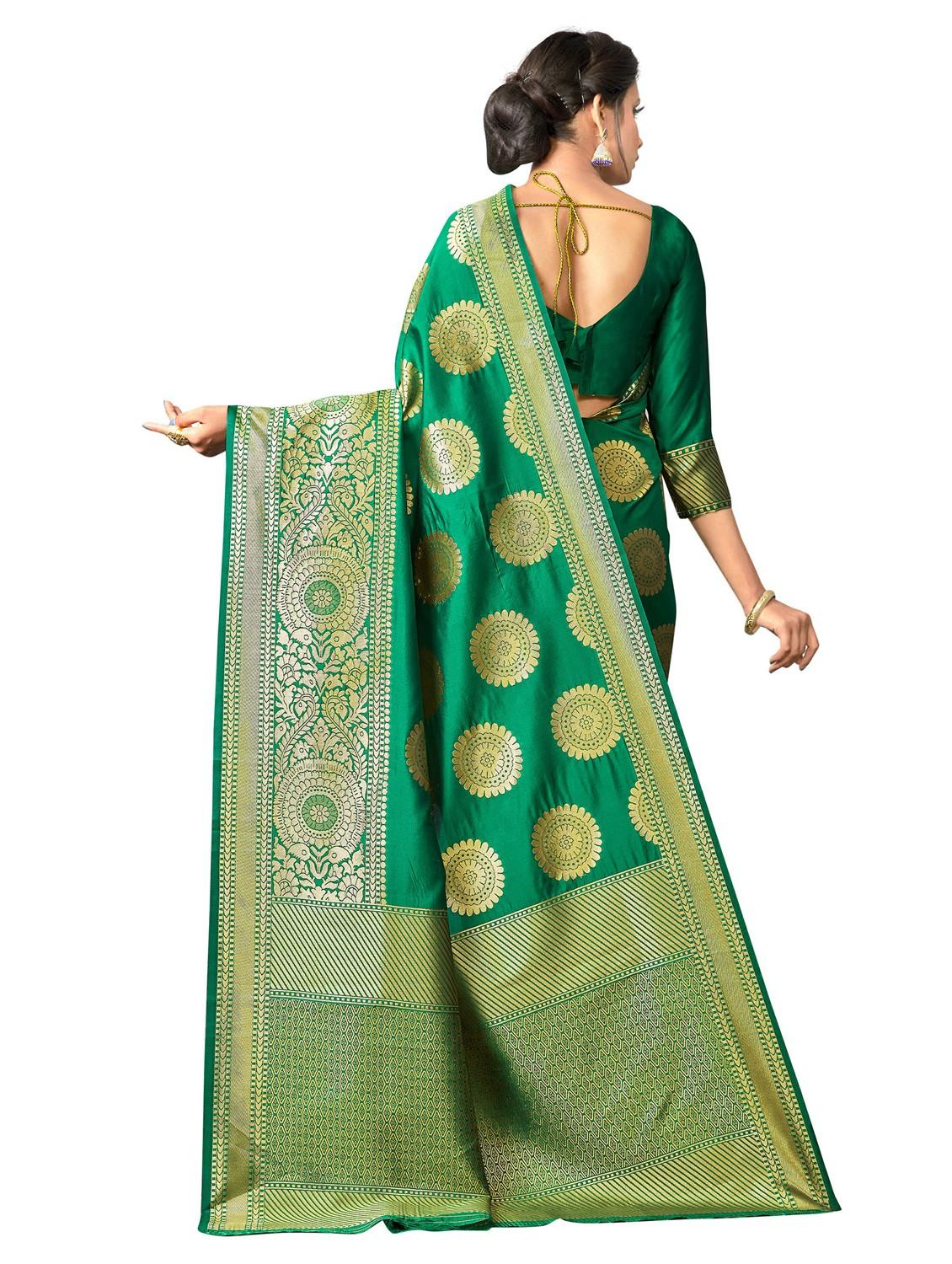 green banarasi saree with blouse - 20067785 - Standard Image - 1