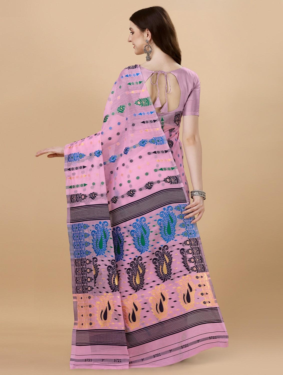 pink jamdani saree with blouse - 20067786 -  Standard Image - 1