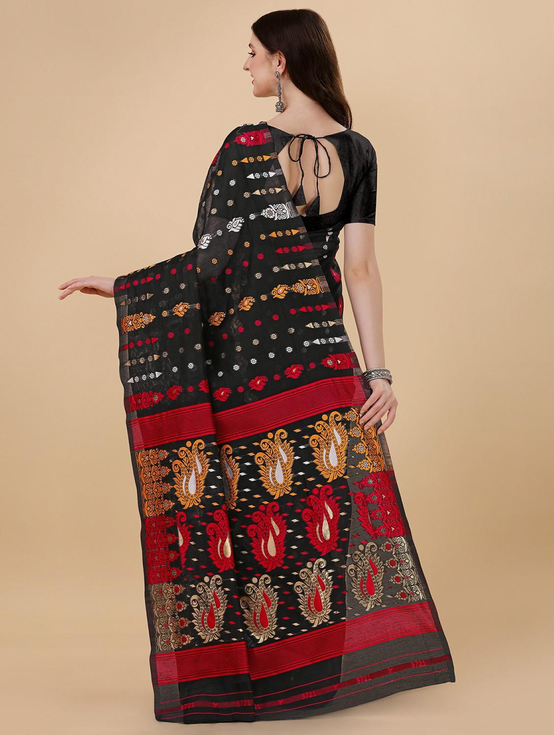 black jamadani saree with blouse - 20067788 -  Standard Image - 1