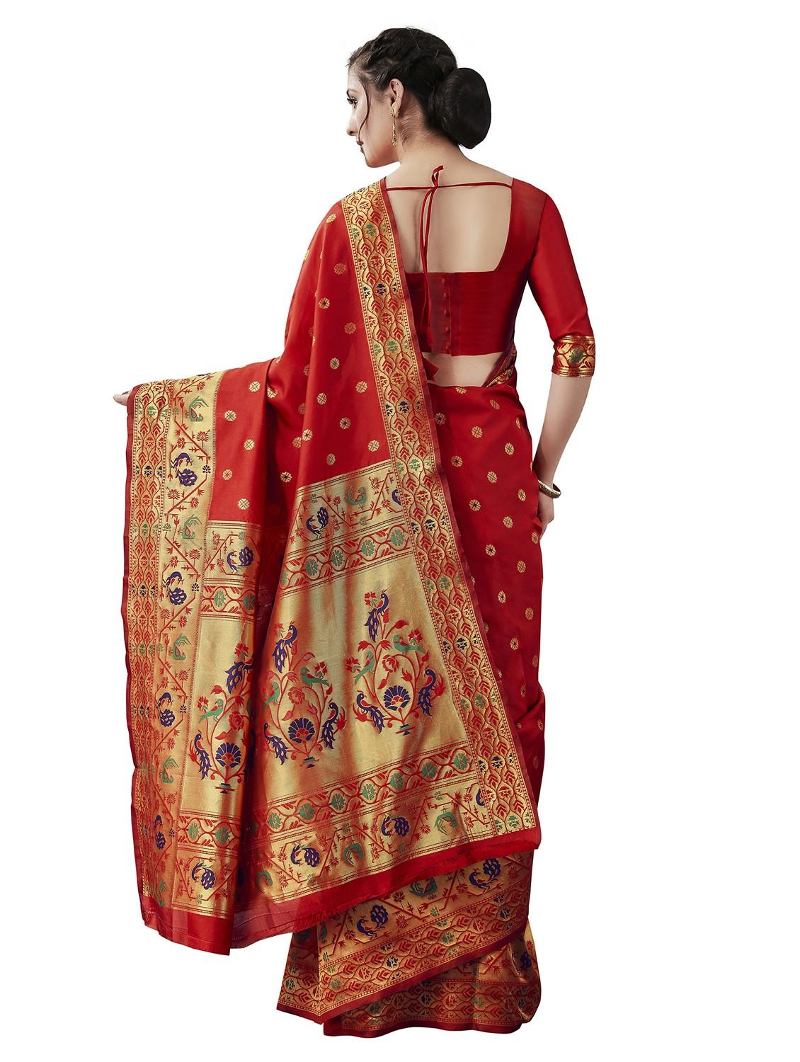 red banarasi saree with blouse - 20067795 - Standard Image - 1