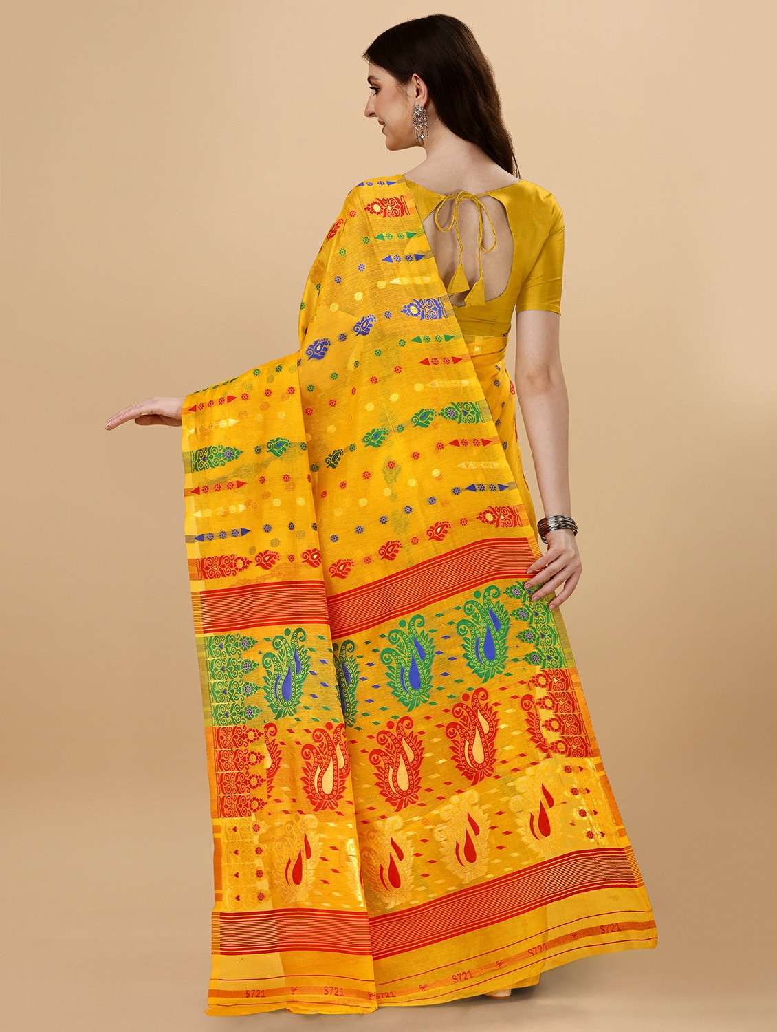 yellow jamdani saree with blouse - 20067810 -  Standard Image - 1