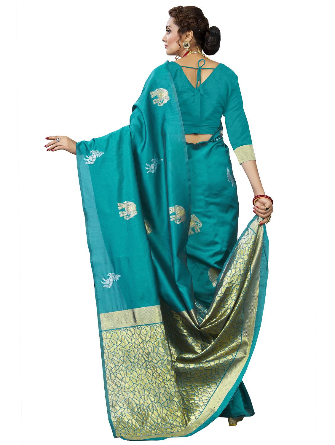 blue banarasi saree with blouse - 20067820 -  Standard Image - 1