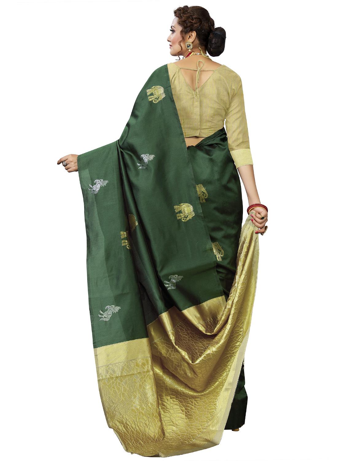 green banarasi saree with blouse - 20067823 - Standard Image - 1