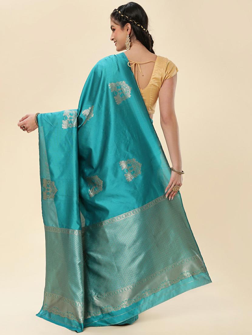 blue banarasi saree with blouse - 20067837 -  Standard Image - 1
