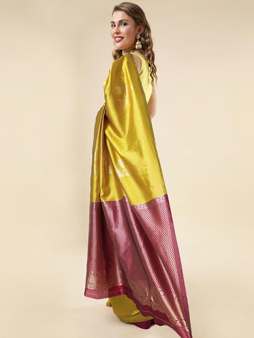 olive banarasi saree with blouse - 20067840 - Standard Image - 1