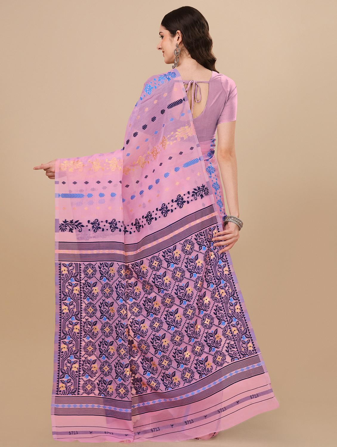 pink jamdani saree with blouse - 20067851 -  Standard Image - 1
