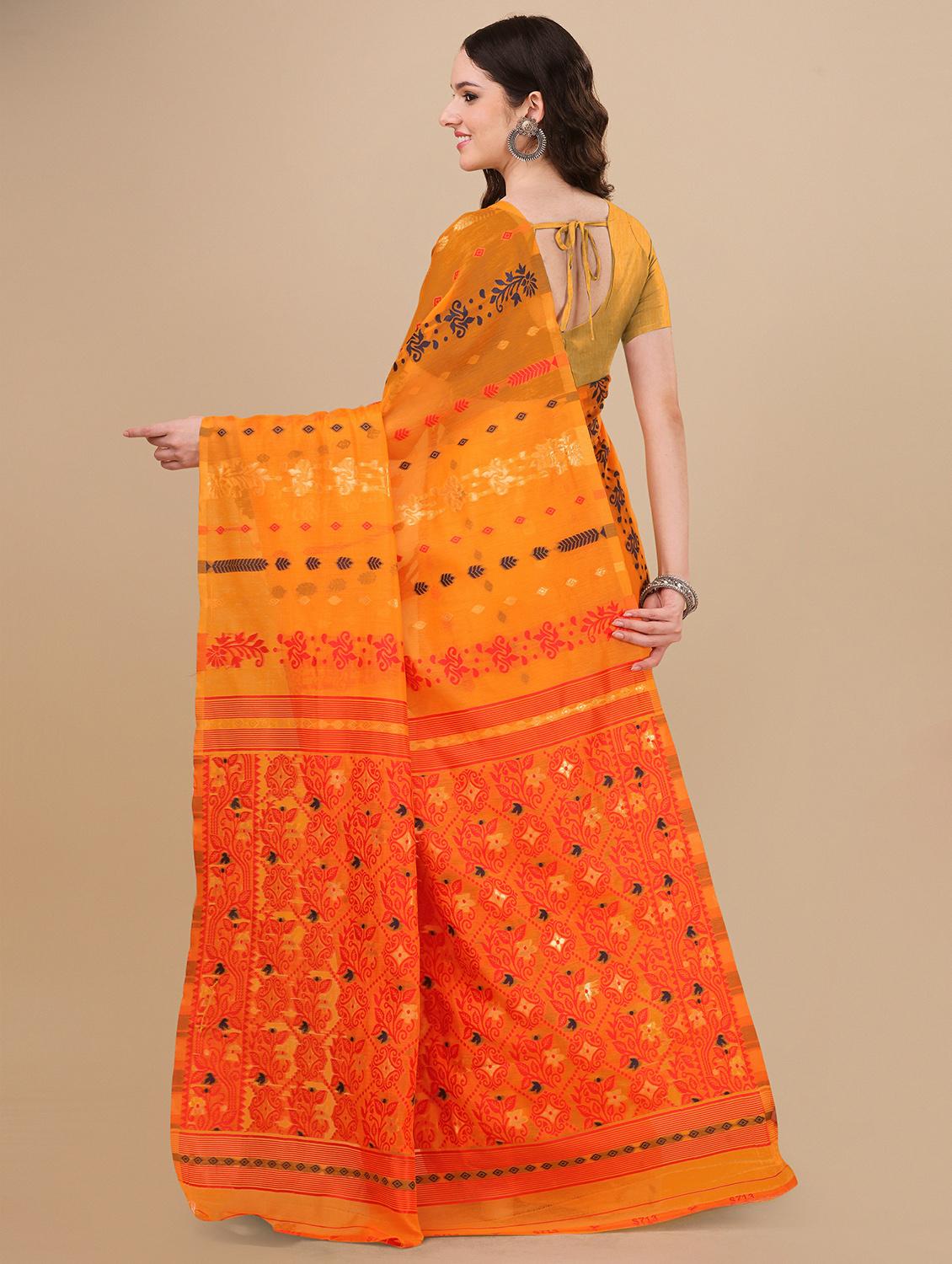 orange jamdani saree with blouse - 20067863 - Standard Image - 1